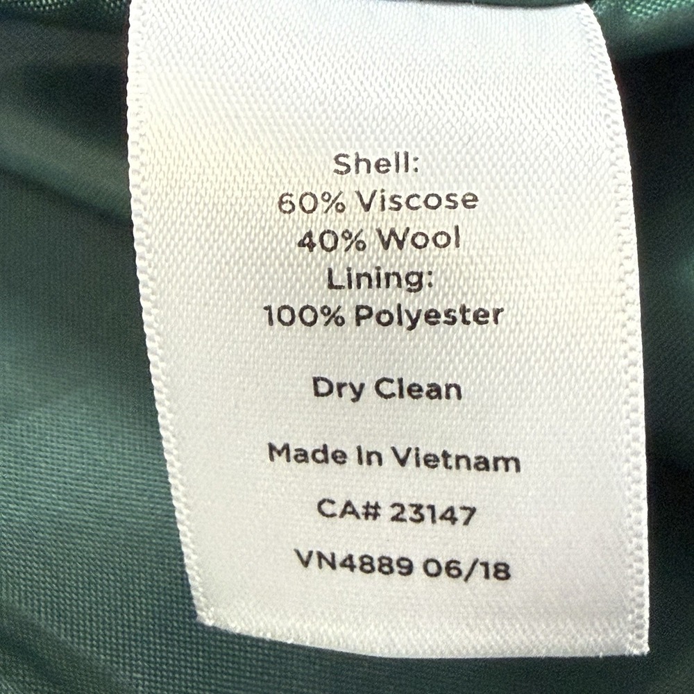 Talbots Jacket Womens Sz 12 Green Wool Blend Stand Collar‎ Patch Pockets Classic - Picture 7 of 8